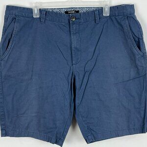 George Bermuda Shorts Size 38 Blue Inseam 11in Rise 11in Slash Pockets Cotton